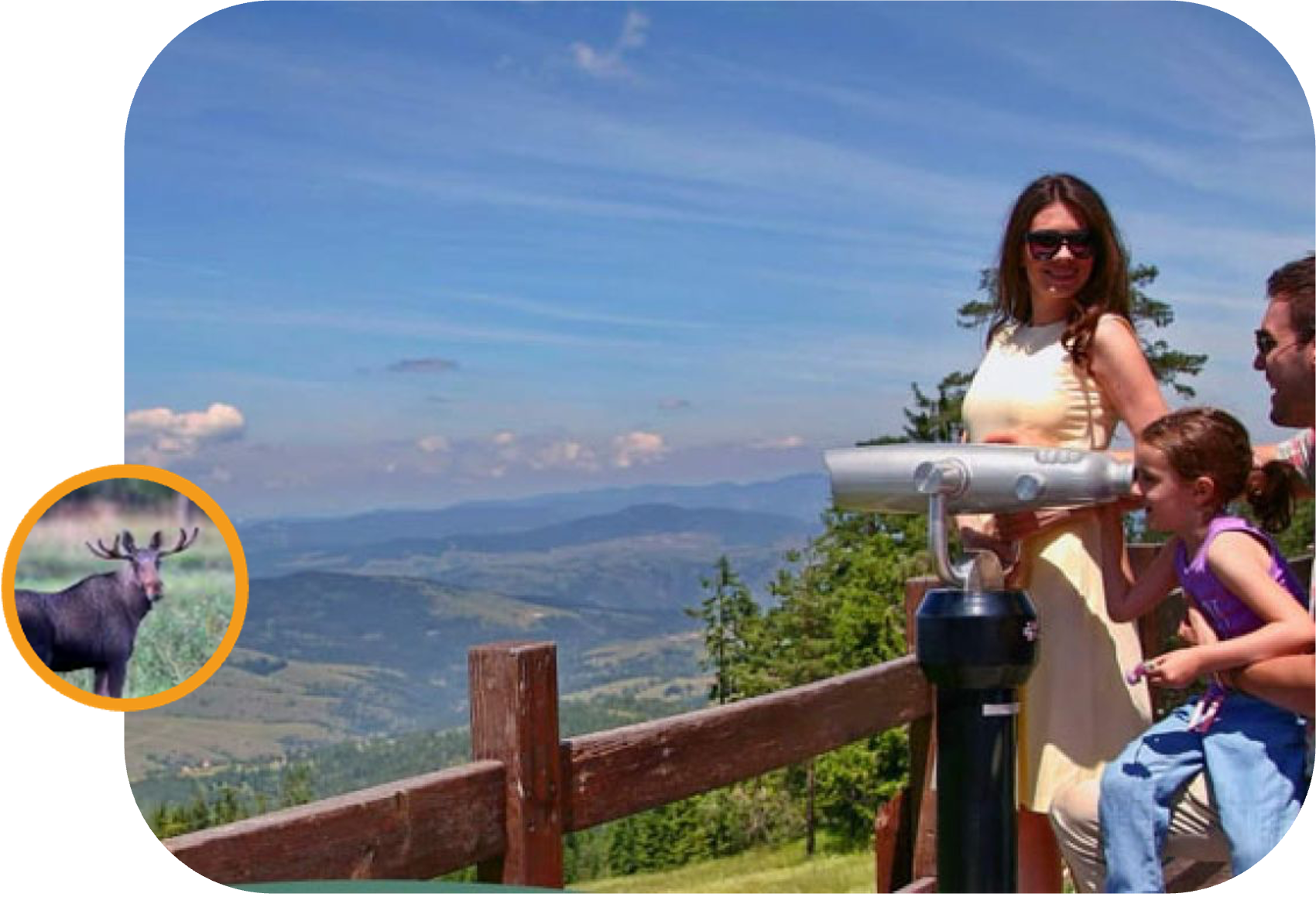Familj på bergstopp